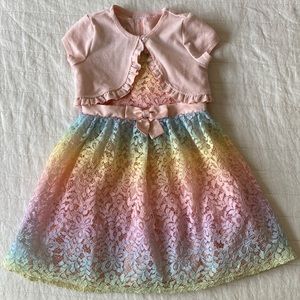Bonnie Jean Two Piece Rainbow Lace Ombre Formal Dress Size 5